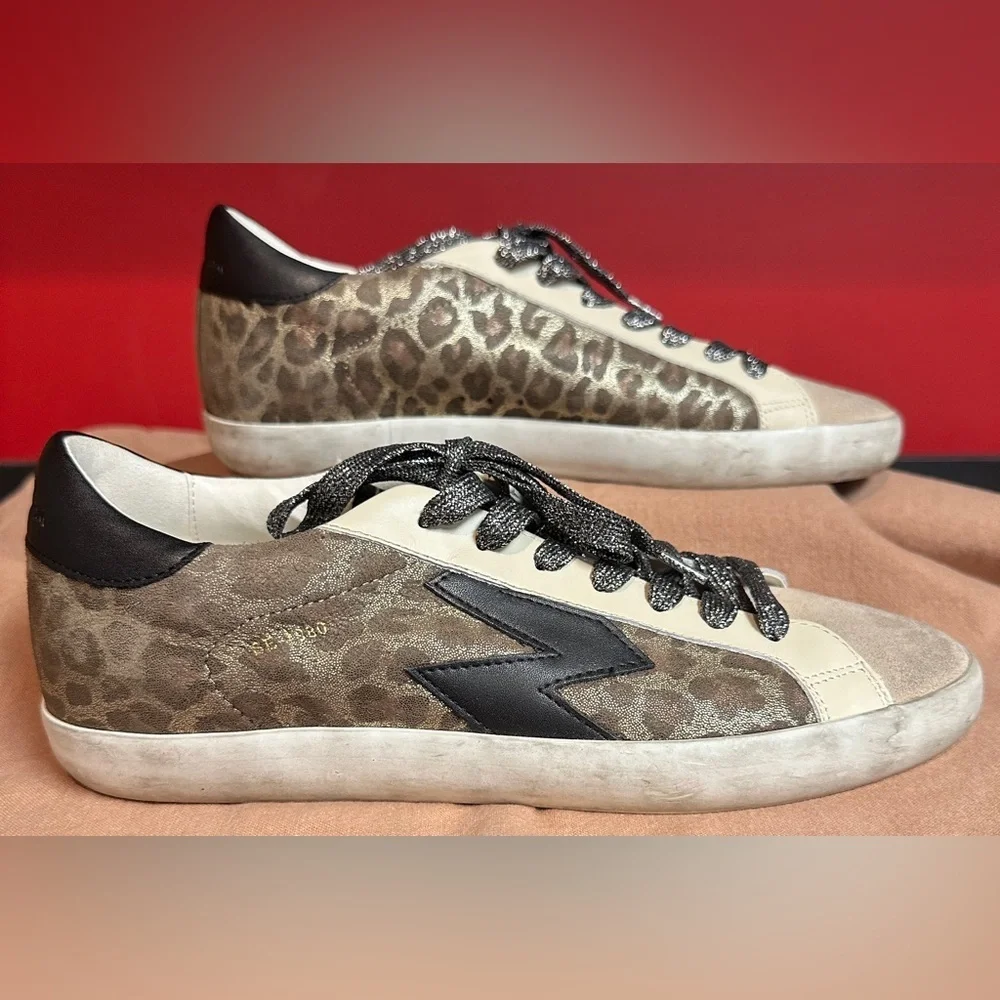 Sam Edelman Areson Leopard Print Distressed Design Sneakers Women’s Size 9.5M
